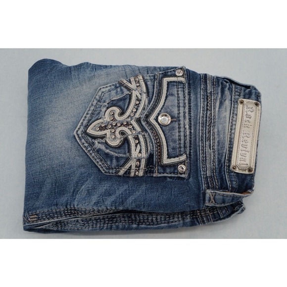 Womens Rock Revival Pilkin Skinny Jeans Size 29 Mid Rise Embellished 29x30 Y2K - Picture 7 of 8